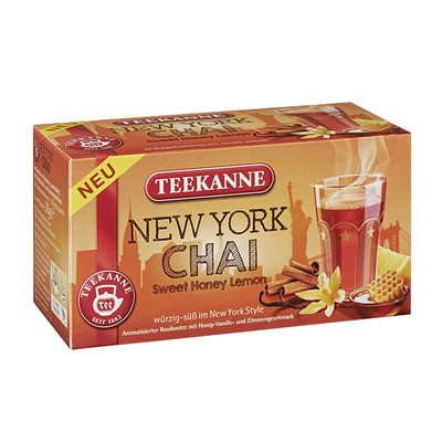 Teekanne New York Chai Tee aromatisiert mit Honig- Vanille- Zitronengeschmack 20x1,75g