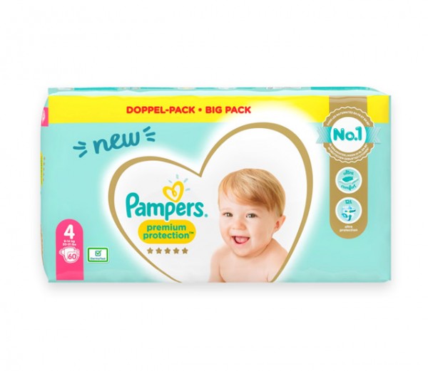 Pampers Premium Protection Windeln Größe 4, DOPPEL-PACK, 60 Stück