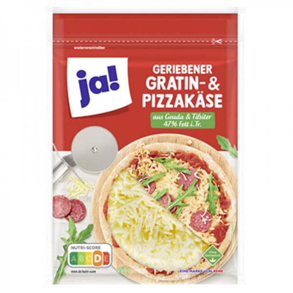 Geriebener Gratin- und Pizzakäse aus Gouda und Tilister, 250g