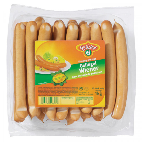Gutfried Geflügel Wiener 1kg Packung