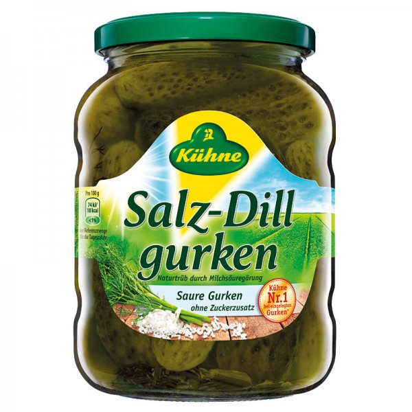 Kühne Salz-Dillgurken Saure Gurken 720ml Glas, 370g